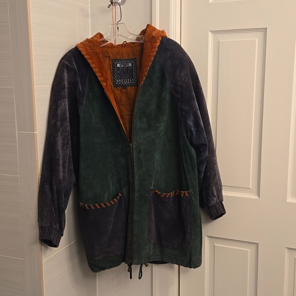 Vintage colorblock suede jacket with quilted lining - Picture 5 of 9